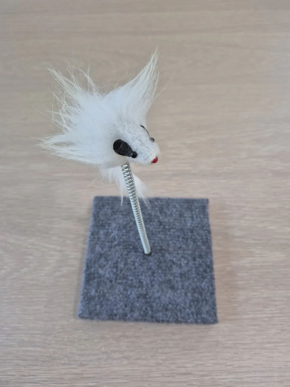 White Feather Cat Teaser on Spring Stand